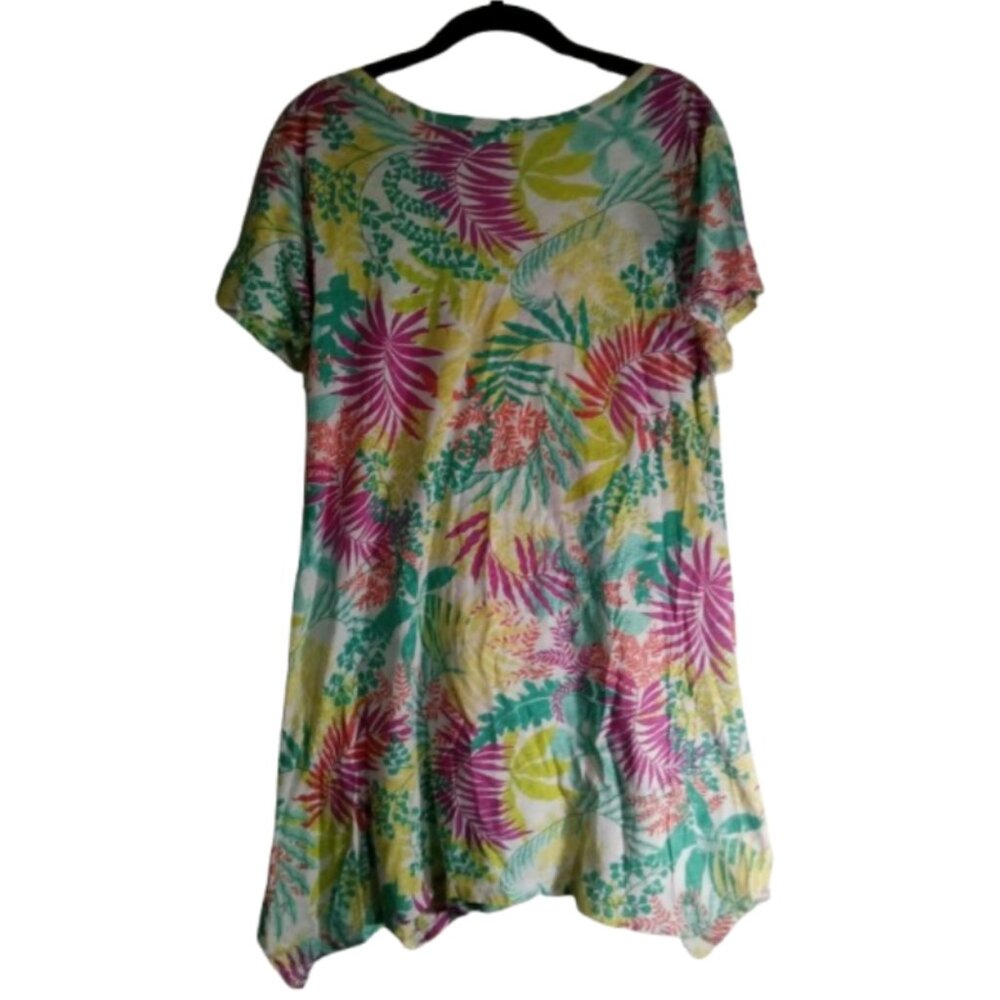Fresh Produce Top Tropical Tunic Sz XL Bright Multicolor Floral Cotton USA - Picture 6 of 7